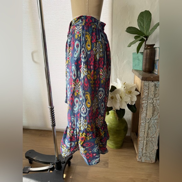 Anthropologie Navy Floral Ikat Maxi Skirt - Picture 3 of 5